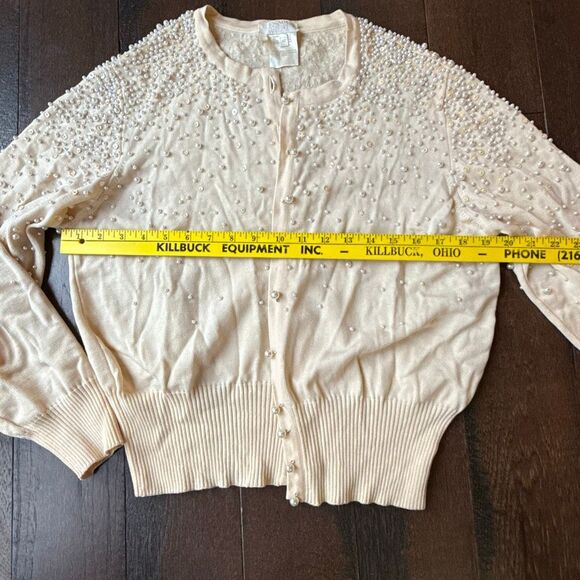 Vintage Escada Pearl beaded sequin cardigan sweater womens size 42 medium new wo - Picture 11 of 11
